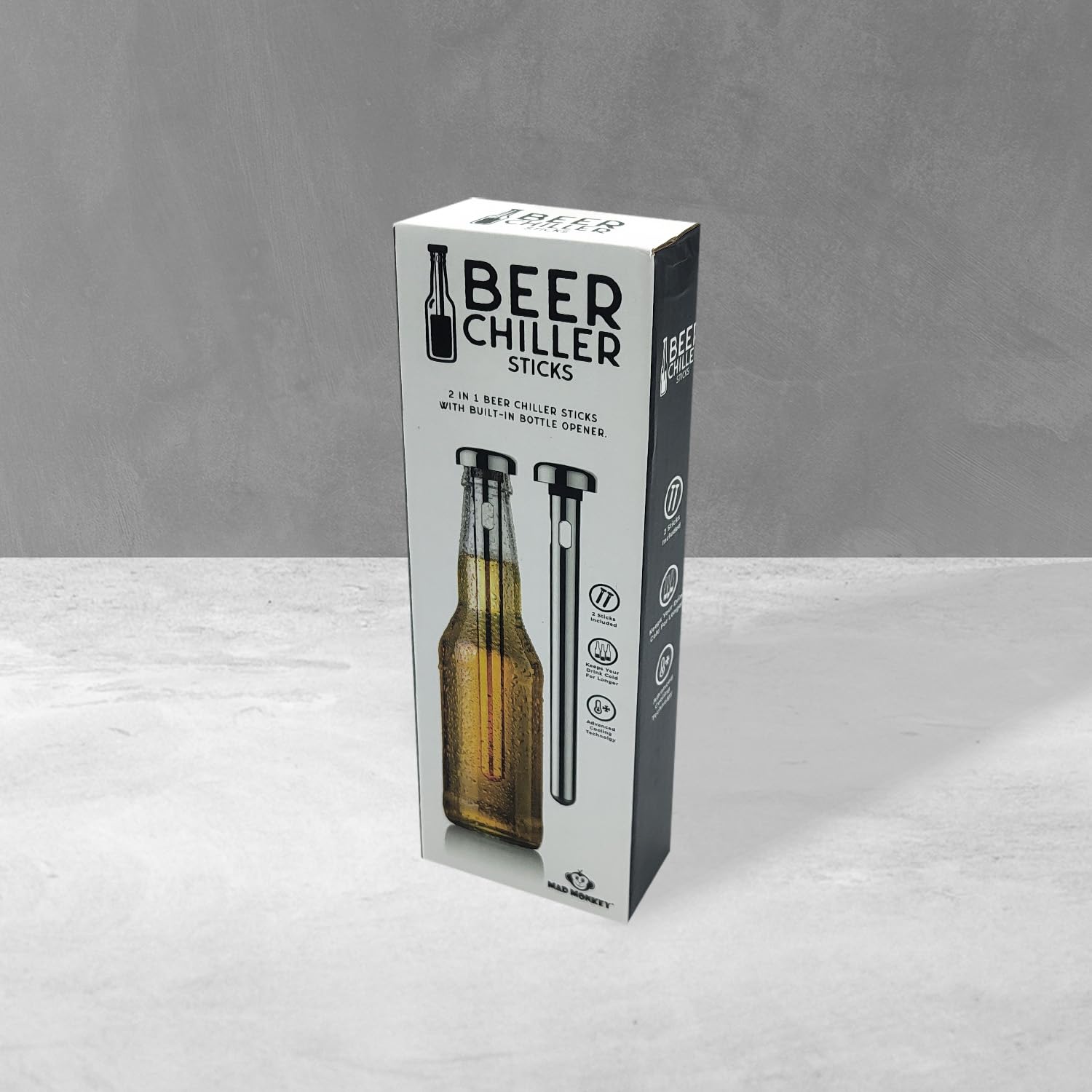 Mad Monkey 2000067 Beer Cooler Stick with Bottle Opener, Stainless Steel
