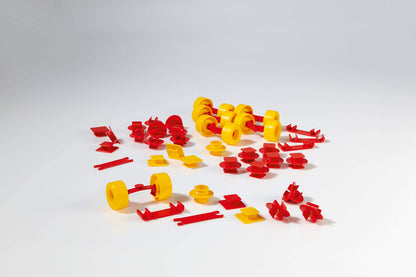 Plasticant Mobilo 119 Ergänzungspackung Verbinder, Abdeckpl, Räder & Achsen 119-Ergänzungspackung, Rot, Gelb, Blau Ergänzungspackung Verbinder, Abdeckpl., Räder & Achsen