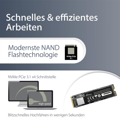 MediaRange Internal SSD hard drive 256 GB - solid state with M.2 interface NVMe PCie 3.1 x4 and 3D NAND technology, ideal as an internal SSD drive for upgrading computers and notebooks 128 GB NVMe