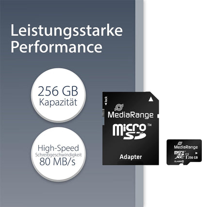 MediaRange SD MicroSD Card 256GB UHS-1 Cl.10 inkl.