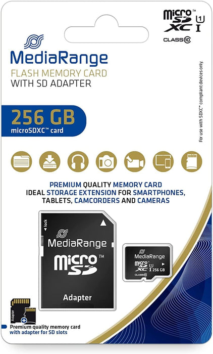 MediaRange SD MicroSD Card 256GB UHS-1 Cl.10 inkl.