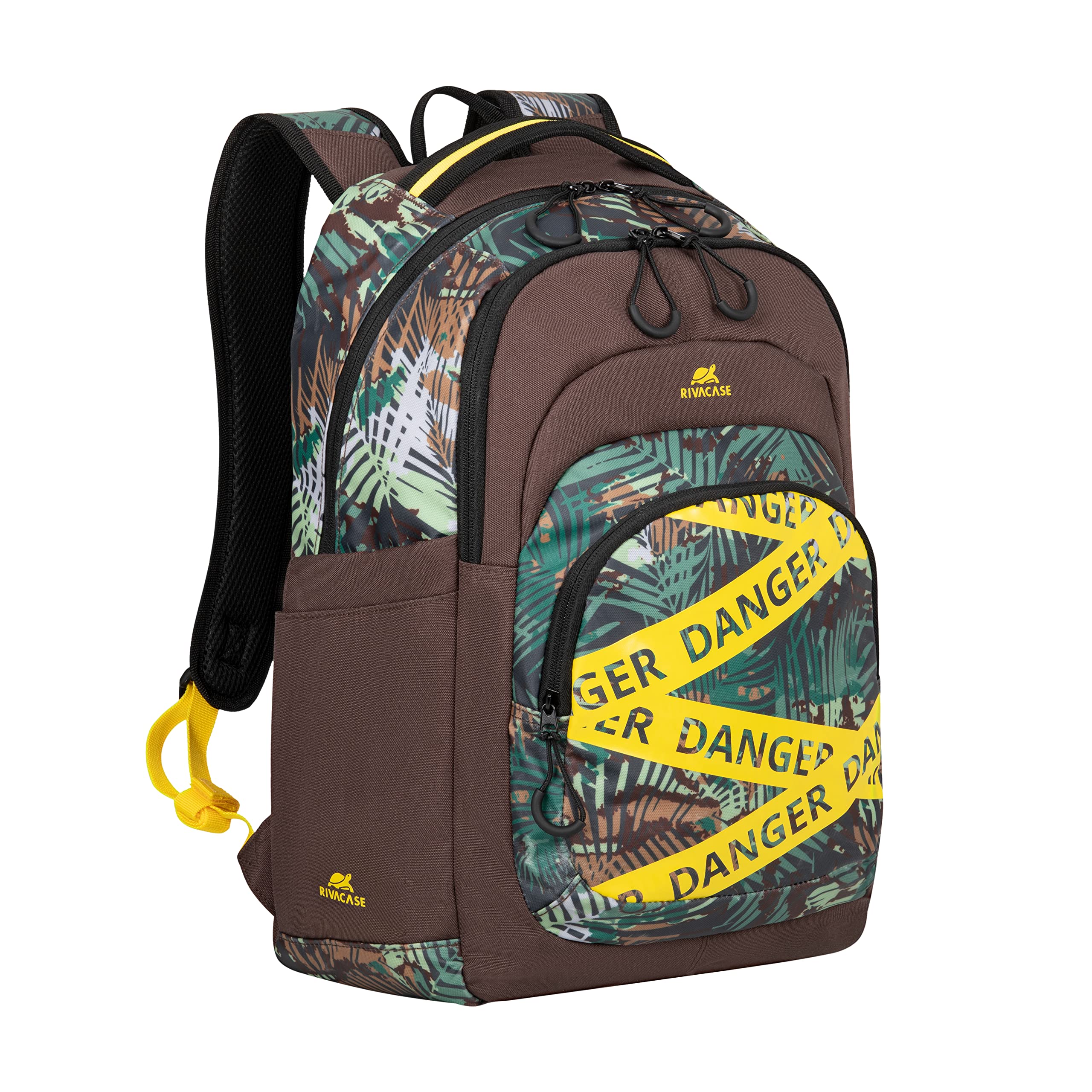 Rivacase Universeller Laptop-Rucksack für einen 15,6 Zoll Laptop 30L – ideal für Schüller und Studenten – bunter Cityrucksack für einen Notebook aus hochwertigem wasserabweisendem Material Jungelmuster