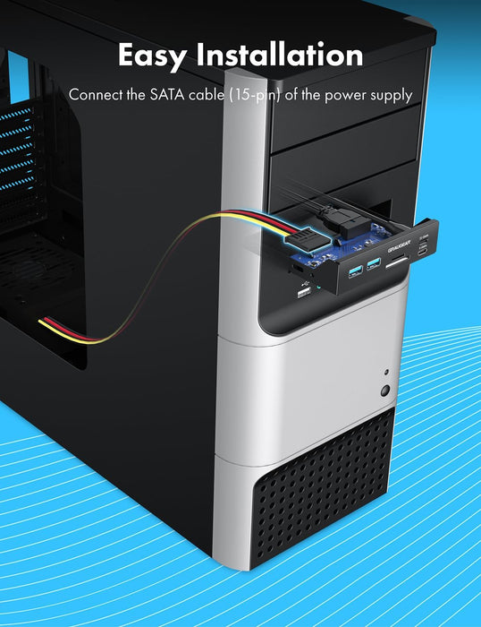 Graugear | 6 interfaces front panel in 3.5 inches | USB3.2 Gen2 2x2 Type-C up to 20 Gbit/s | 2x USB-A + USB-C | SD+microSD card reader | Key-A 20-pin & 19-pin header | Metal | G-MP01 CR