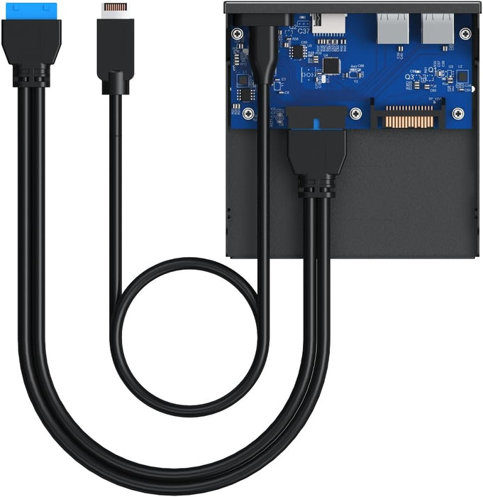 Graugear | 6 interfaces front panel in 3.5 inches | USB3.2 Gen2 2x2 Type-C up to 20 Gbit/s | 2x USB-A + USB-C | SD+microSD card reader | Key-A 20-pin & 19-pin header | Metal | G-MP01 CR
