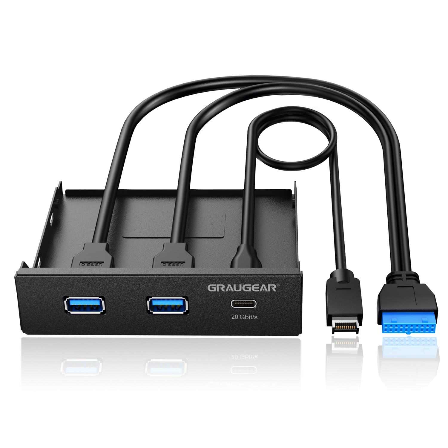 GRAUGEAR USB-C  Frontpanel, 3,5 Zoll USB-HUB mit 1x USB 3.2 Gen2x2 Type-C 20 Gbps & 2X USB-A, Robuste Metall-PC-Frontblende, Schnelle Datenübertragung, Einfache Installation