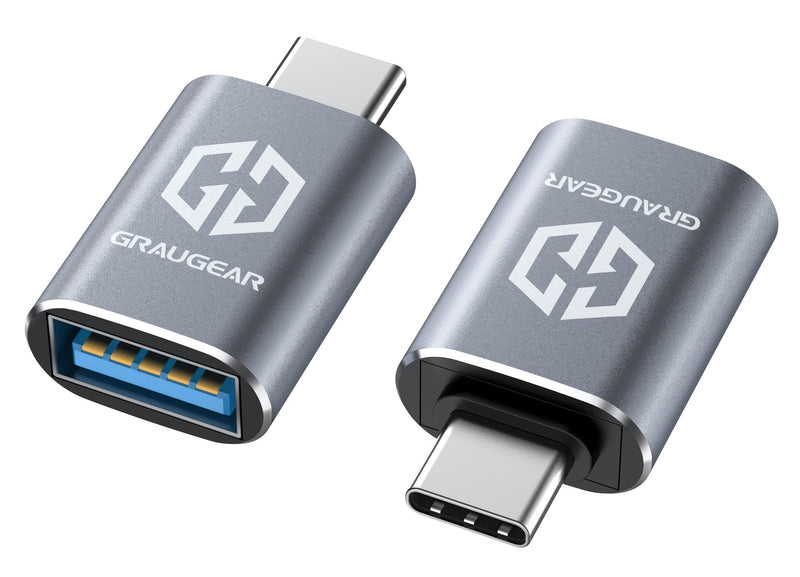 GRAUGEAR | 2 pieces | USB to USB-C adapter | Double sides USB-C | 10 Gbit/s data transfer USB 3.2 Gen 2 | Type-A female to Type-C® male | USB-C to USB 3.1 Gen2 | G-AD-ATC-10G-2