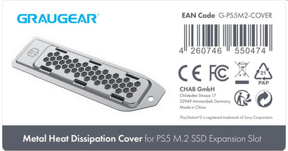 GRAUGEAR Heat Dissipating Metal Dust Cover for PS5 M.2 SSD Slot | PS5 SSD Cover with Ventilation | Fits PlayStation®5 Memory Expansion