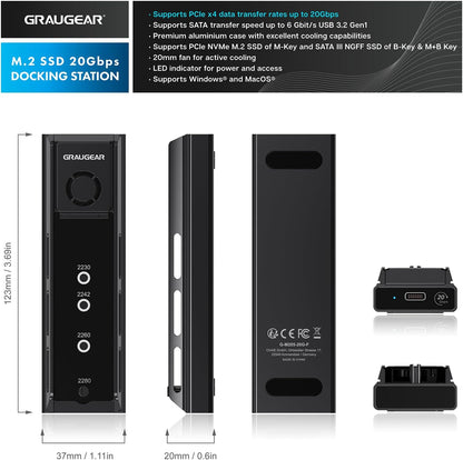 GRAUGEAR externe Docking M.2 NVMe/NGFF SSD mit Luf