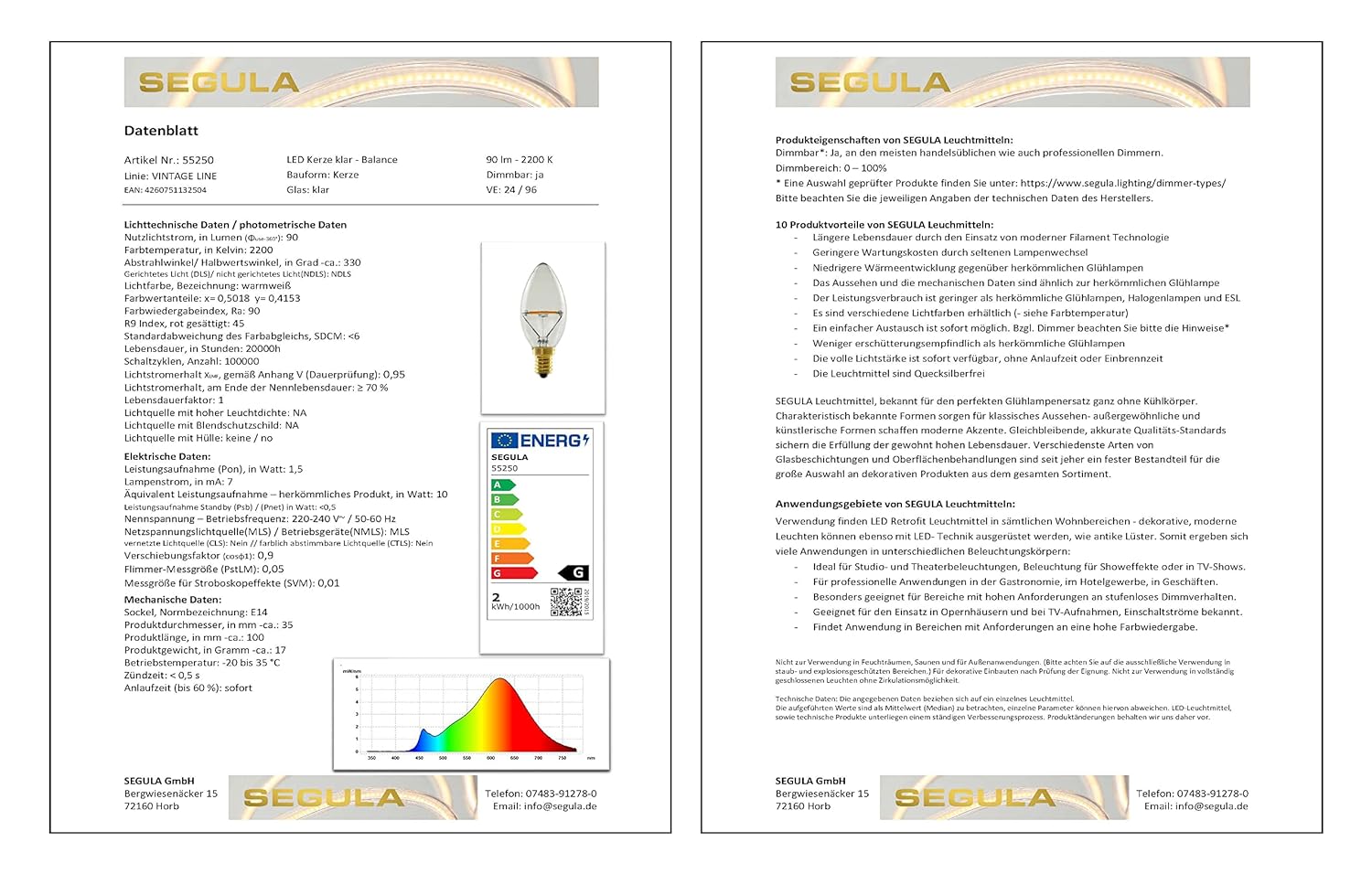 Segula LED Kerze Balance klar E14 1,5W 90Lm 2200K
