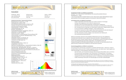 SEGULA LED Kerze klar E27 3,2W 270Lm 2700K dimmbar