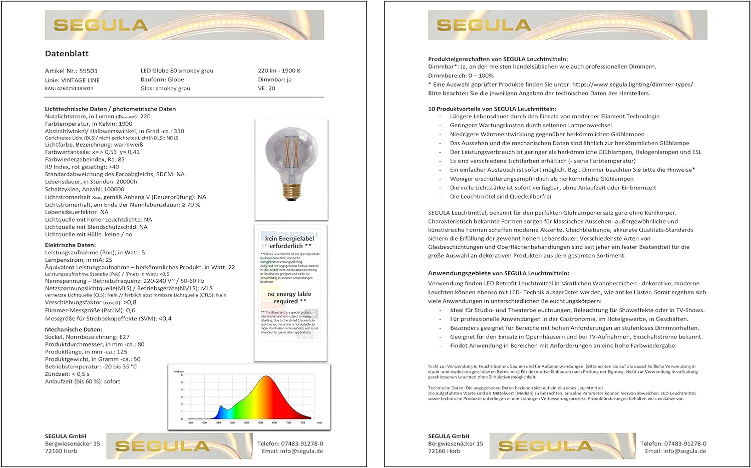 Segula LED Globe 80 smokey grau E27 5W 220Lm 1900K