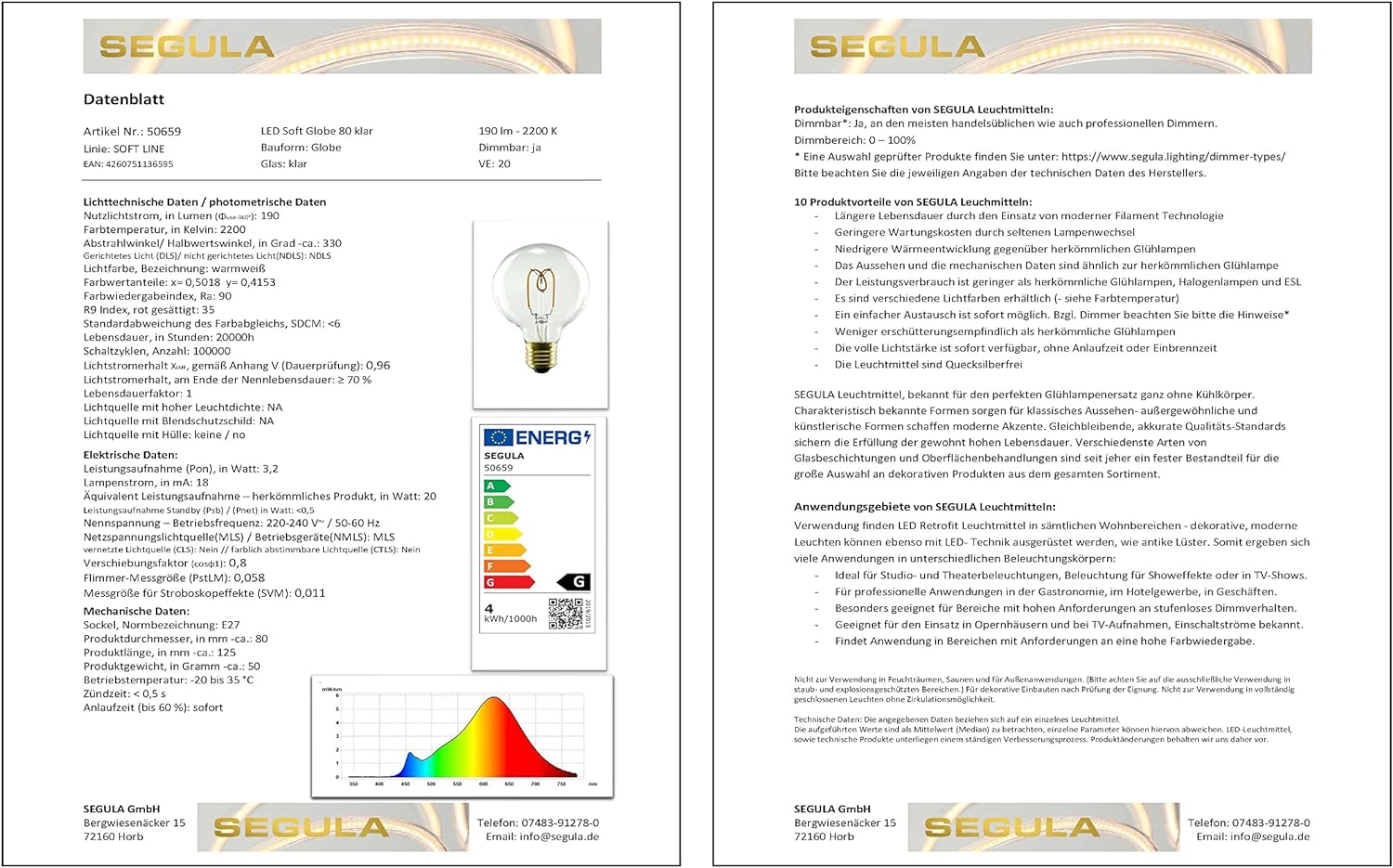 Segula LED Soft Globe 80 klar E27 3,2W 2200K dimmb