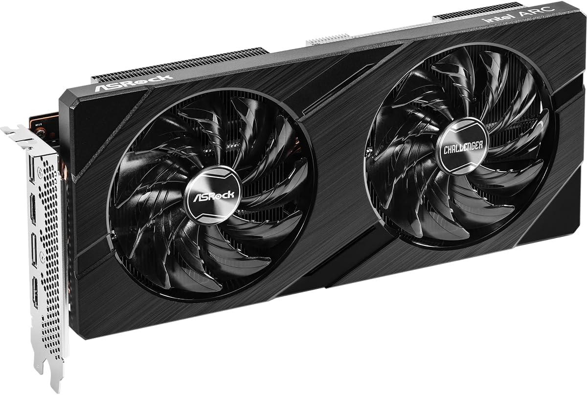 ASRock Intel ARC A750 Challenger D 8GB OC, 8GB DDR6, PCIe4, 2 HDMI, 2 DP, 2200MHz Clock, 0dB Cooling, Overclocked
