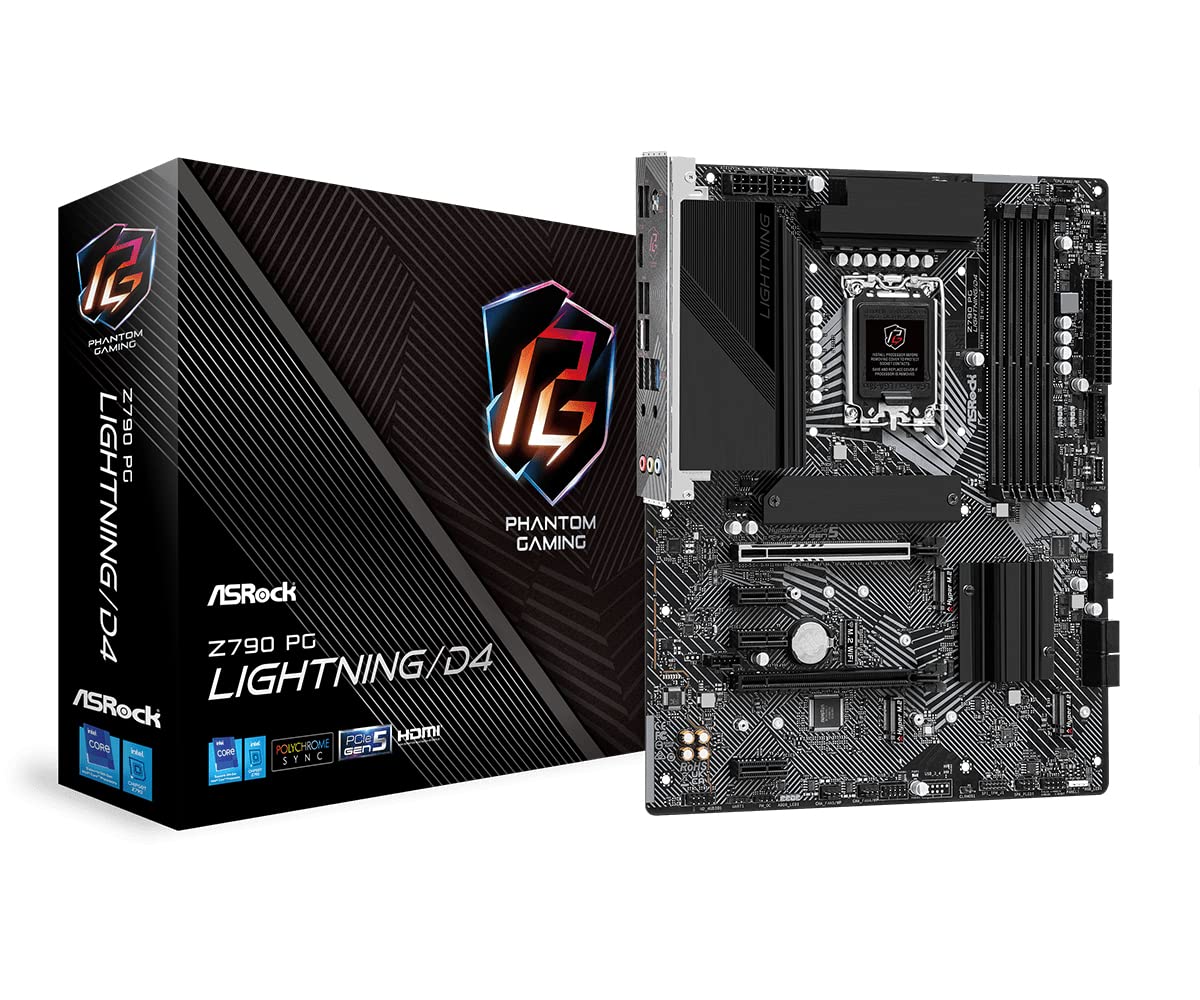 ASRock Z790 Z790 PG LIGHTNING D4, 4 X DDR4, HDMI, EDP, 4 M.2, 4 SATA, USB C Z790 PG Lightning/D4