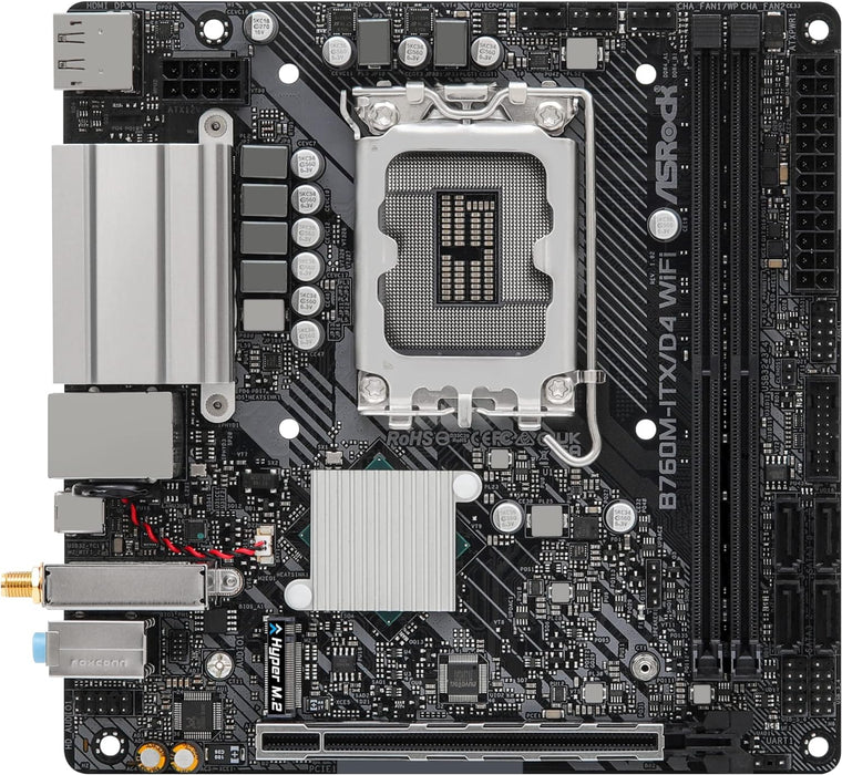 ASRock B760M-ITX/D4 WIFI, Intel B760, 1700, Mini ITX, 2 DDR4, HDMI, DP, Wi-Fi 6E, GB LAN, PCIe4, 1x M.2