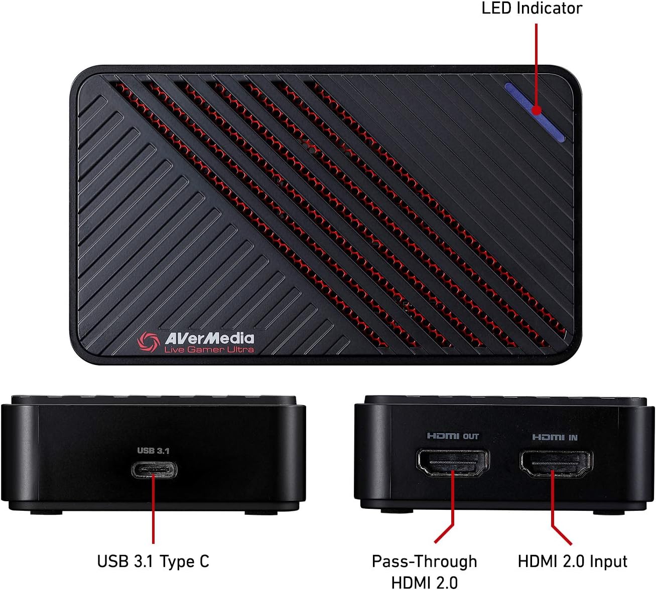 AVerMedia Live Gamer ULTRA – GC553 – Zum Aufnehmen von 4K60 HDR Inhalten – mit VRR-Unterstützung, ultraniedrige Latenz und Passthrough – Plug and Play für PS5 und Xbox Series X/S