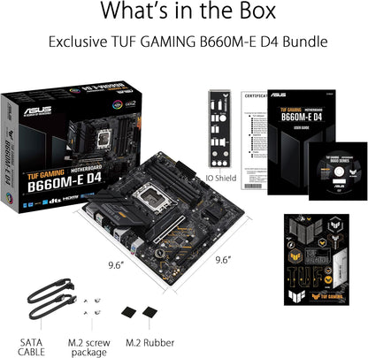 ASUS TUF GAMING B660M-E D4 Mainboard Sockel Intel LGA 1700 (Intel B660, mATX, DDR4 Speicher, PCIe 4.0, 2x M.2, Aura Sync) mATX B660 PLUS D4