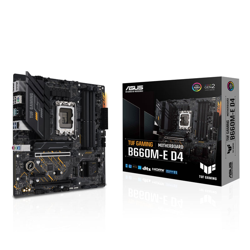ASUS TUF GAMING B660M-E D4 Mainboard Sockel Intel LGA 1700 (Intel B660, mATX, DDR4 Speicher, PCIe 4.0, 2x M.2, Aura Sync) mATX B660 PLUS D4