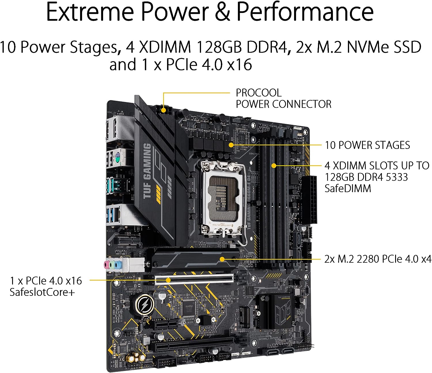 ASUS TUF GAMING B660M-E D4 Mainboard Sockel Intel LGA 1700 (Intel B660, mATX, DDR4 Speicher, PCIe 4.0, 2x M.2, Aura Sync) mATX B660 PLUS D4