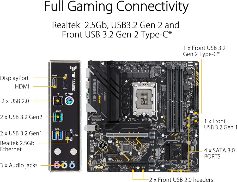 ASUS TUF GAMING B660M-E D4 Mainboard Sockel Intel LGA 1700 (Intel B660, mATX, DDR4 Speicher, PCIe 4.0, 2x M.2, Aura Sync) mATX B660 PLUS D4