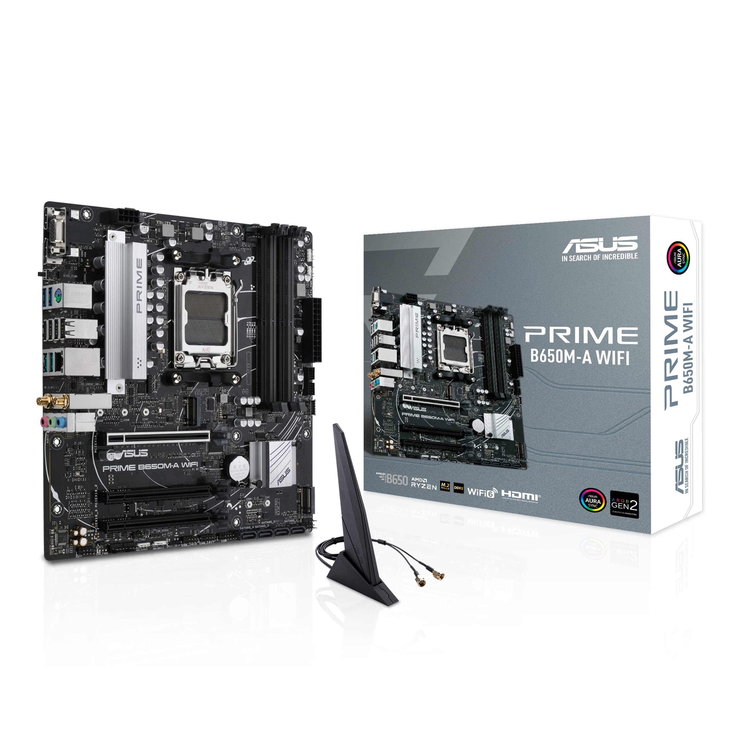 ASUS Prime B650M-A WIFI Gaming Mainboard Sockel AMD AM5 (Ryzen 7000, micro-ATX, DDR5 Speicher, PCIe 5.0, WiFi 6, BIOS Flashback, USB 3.2 Gen 2, Aura Sync) microATX B650 A WIFI