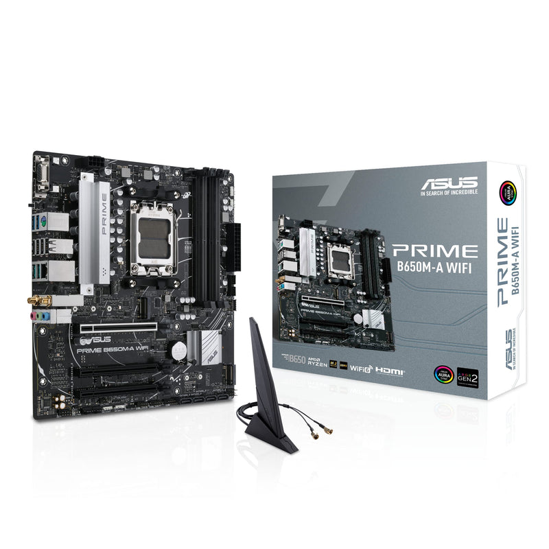 ASUS Prime B650M-A WIFI Gaming Mainboard Sockel AMD AM5 (Ryzen 7000, micro-ATX, DDR5 Speicher, PCIe 5.0, WiFi 6, BIOS Flashback, USB 3.2 Gen 2, Aura Sync) microATX B650 A WIFI