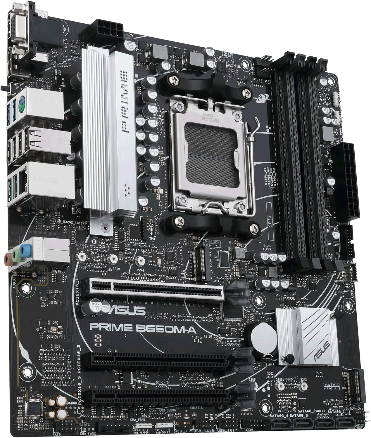 ASUS Prime B650M-A CSM Mainboard Sockel AMD AM5 (Ryzen 7000, micro-ATX, DDR5 Speicher, PCIe 5.0, WiFi 2.5G Ethernet, BIOS Flashback, USB 3.2 Gen 2, Aura Sync)