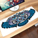 Gaming Mouse Mat, Rubber Base, Tribal, Owl, Bird, Animal with Paisley Tattoo Design with Large Eyelash, Desk Mat, Wipe-Clean, Non-Slip Mat, Multifunctional Office Mouse Mat, 60 x 35 cm