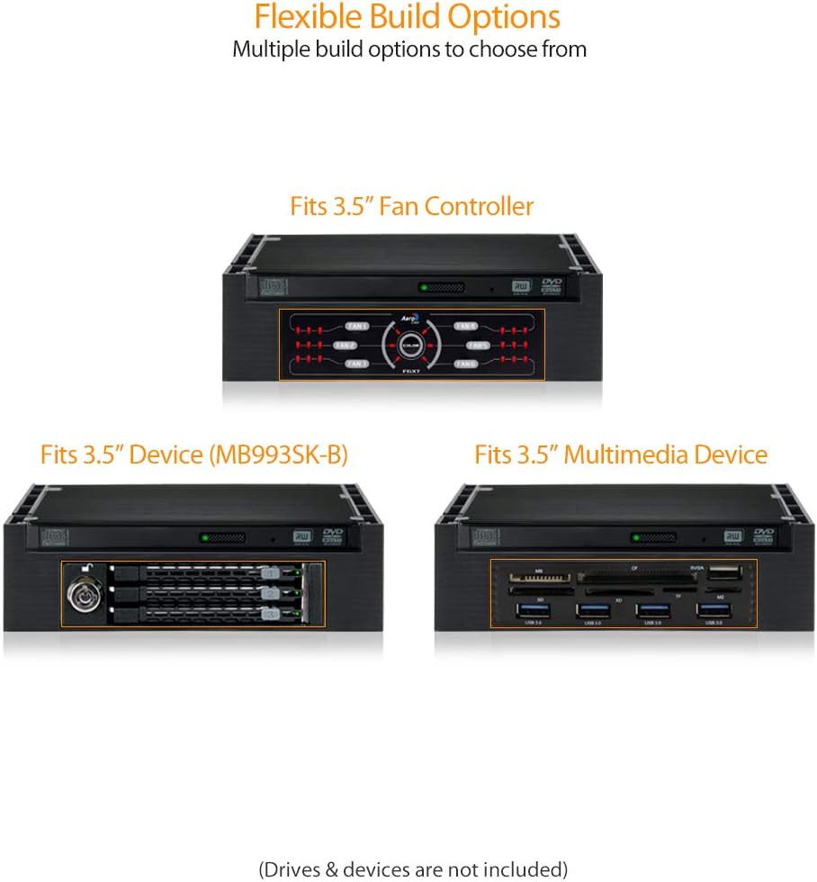 ICY DOCK 5.25” Ext. Bay to 3.5” HDD/Device Bay + Ultra Slim ODD Bay Mounting Kit Bracket Adapter | Flex-FIT Duo MB343SPO