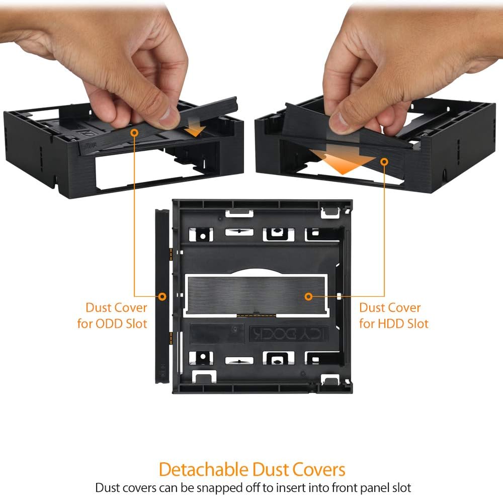 ICY DOCK 5.25” Ext. Bay to 3.5” HDD/Device Bay + Ultra Slim ODD Bay Mounting Kit Bracket Adapter | Flex-FIT Duo MB343SPO