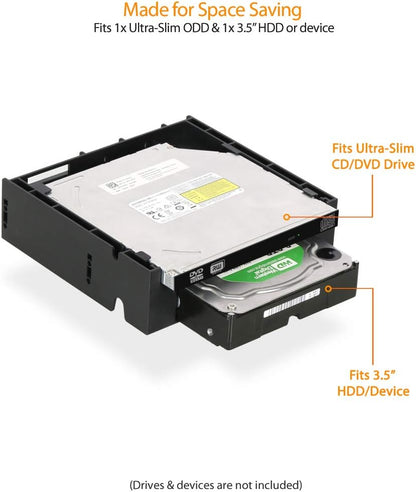 ICY DOCK 5.25” Ext. Bay to 3.5” HDD/Device Bay + Ultra Slim ODD Bay Mounting Kit Bracket Adapter | Flex-FIT Duo MB343SPO