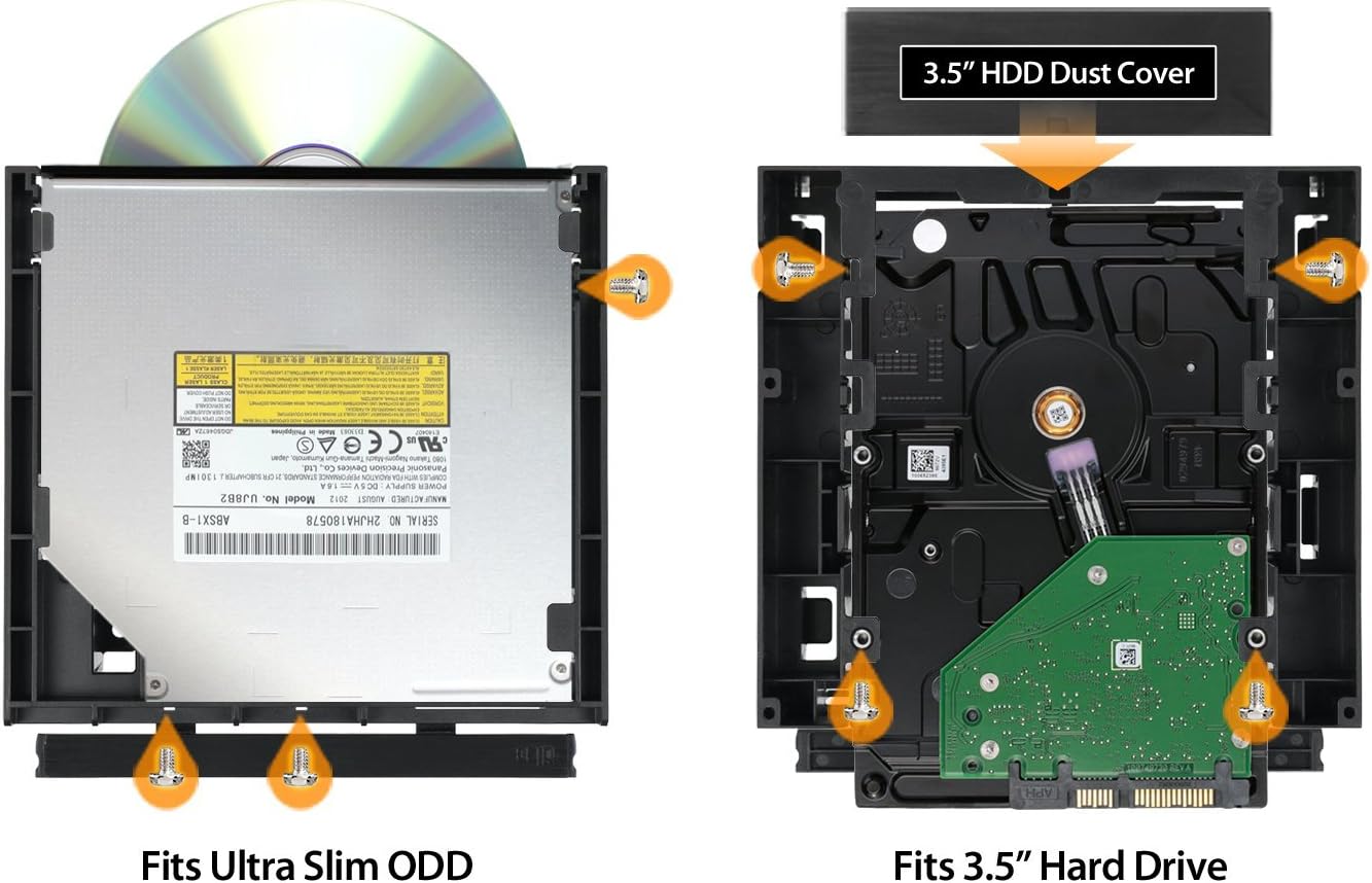 ICY DOCK 5.25” Ext. Bay to 3.5” HDD/Device Bay + Ultra Slim ODD Bay Mounting Kit Bracket Adapter | Flex-FIT Duo MB343SPO