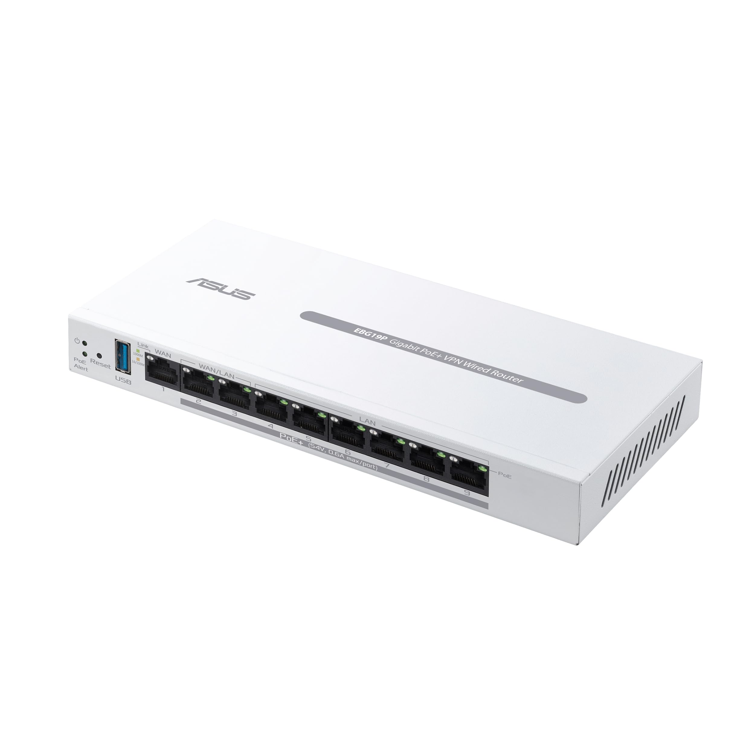 ASUS Expert WiFi EBG19P Gigabit PoE+ VPN kabelgebundener Router (8 PoE+ Ports, 123W, bis zu 3 WAN-Ethernet-Ports + 1 USB-WAN, kommerzielle Netzwerksicherheit, Verwaltung per ExpertWiFi-App
