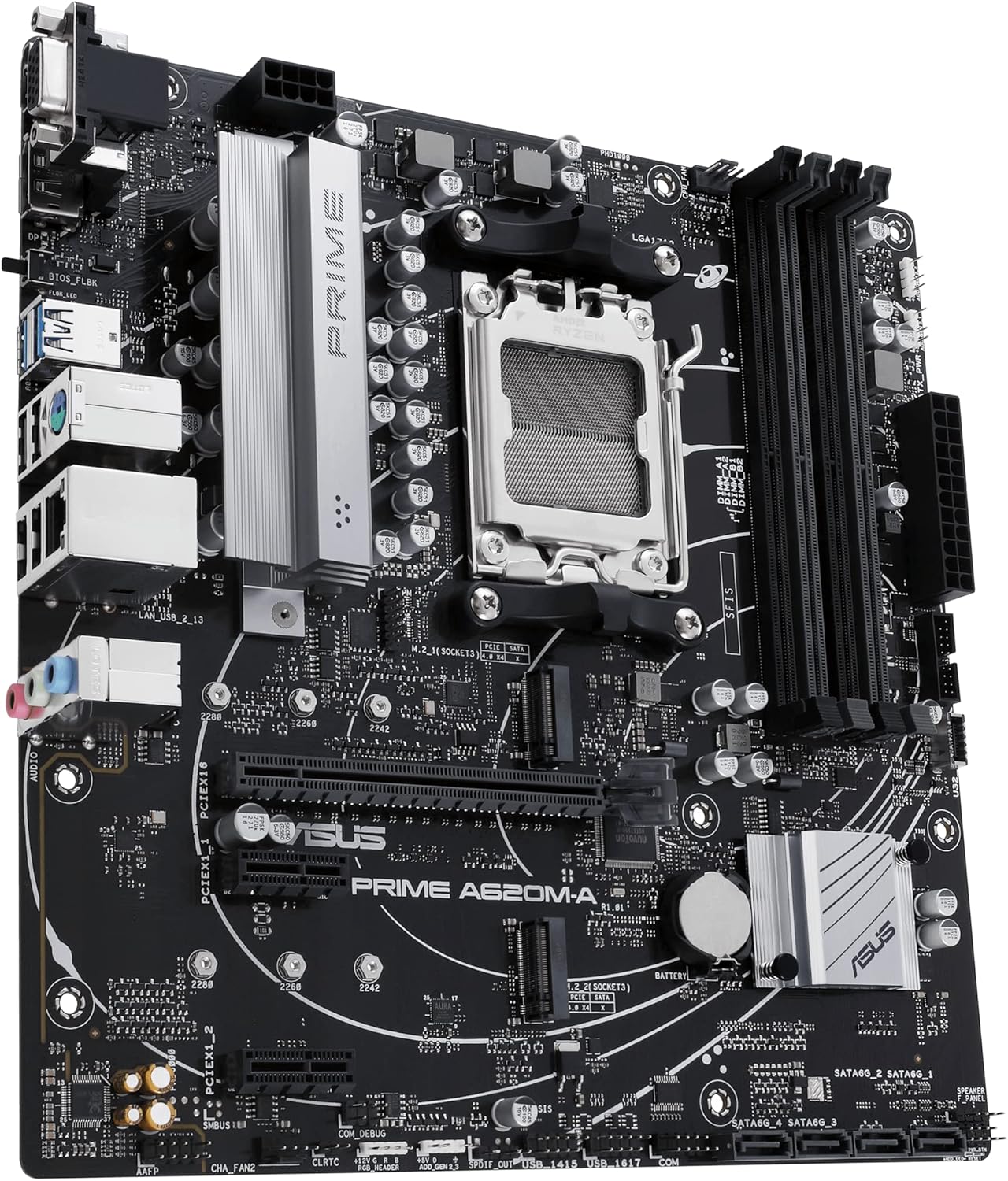 ASUS Prime A620M-A-CSM Mainboard Sockel AMD A620 (Ryzen 7000, micro-ATX, DDR5 Speicher, PCIe 4.0, BIOS Flashback, USB 3.2 Gen 2, Aura Sync