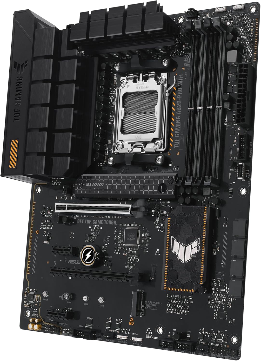ASUS TUF GAMING A620M-PRO WIFI Mainboard Sockel AMD A620 (Ryzen 7000, ATX, DDR5 Speicher, PCIe 4.0, Wi-Fi 6, USB 3.2 Gen 2, Aura Sync