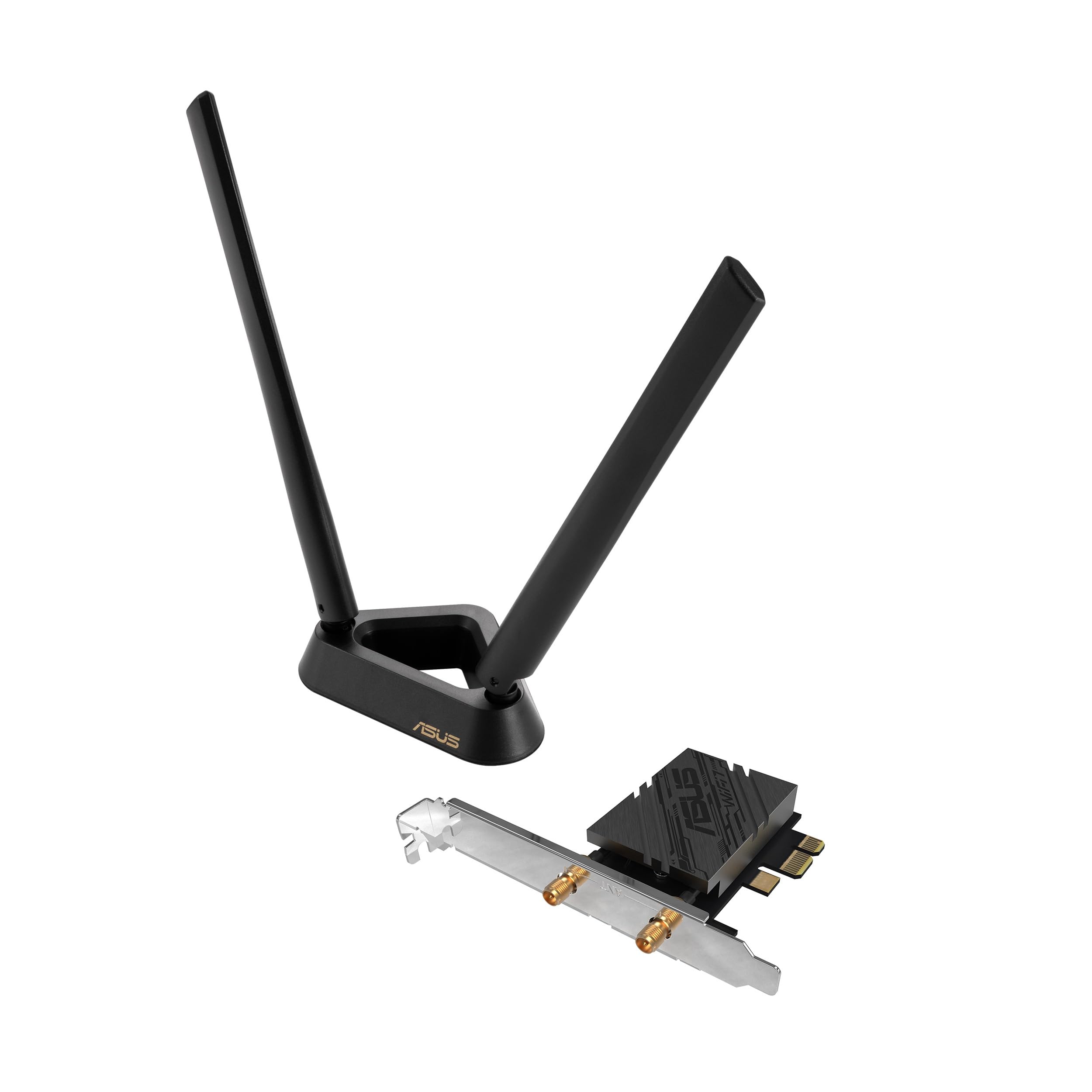ASUS PCE-BE92BT WiFi 7 PCI-E Adapter (2 Externe Antennen und magnetisierter Sockel, unterstützt 6GHz Band, 320MHz, Bluetooth 5.4, WPA3 Netzwerksicherheit