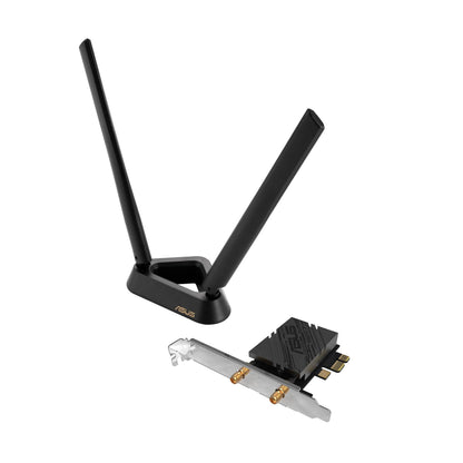 ASUS PCE-BE92BT WiFi 7 PCI-E Adapter (2 Externe Antennen und magnetisierter Sockel, unterstützt 6GHz Band, 320MHz, Bluetooth 5.4, WPA3 Netzwerksicherheit
