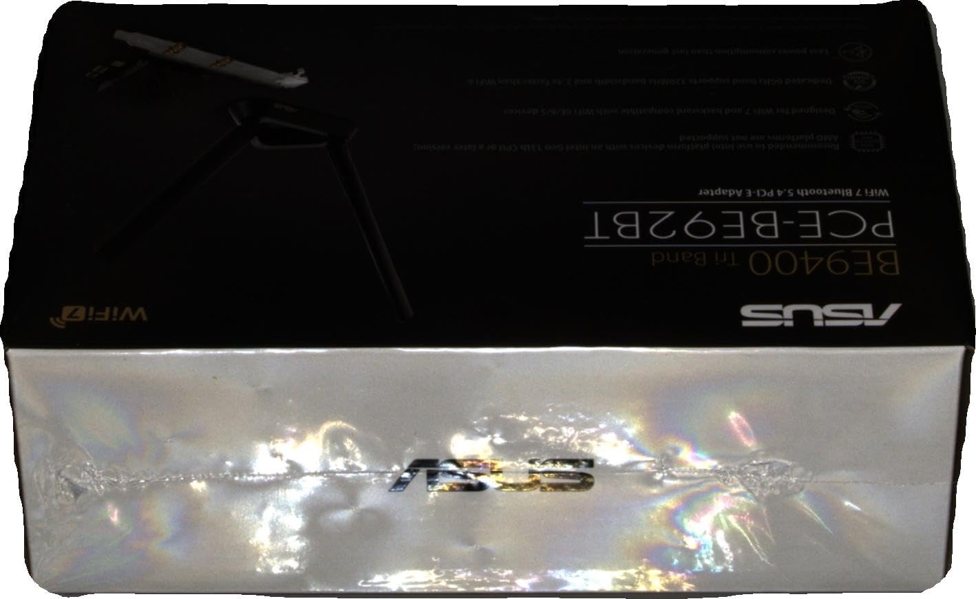 ASUS PCE-BE92BT WiFi 7 PCI-E Adapter (2 Externe Antennen und magnetisierter Sockel, unterstützt 6GHz Band, 320MHz, Bluetooth 5.4, WPA3 Netzwerksicherheit