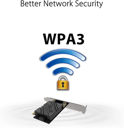 ASUS PCE-BE92BT WiFi 7 PCI-E Adapter (2 Externe Antennen und magnetisierter Sockel, unterstützt 6GHz Band, 320MHz, Bluetooth 5.4, WPA3 Netzwerksicherheit