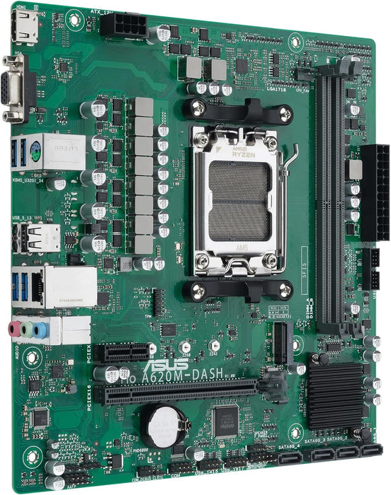 ASUS PRO A620M-DASH-CSM Business-Mainboard Sockel AMD AM5 (Micro-ATX, PCIe 4.0, 4X SATA 6Gbit/s, DDR5, Q-LED Core, COM-Debug Header