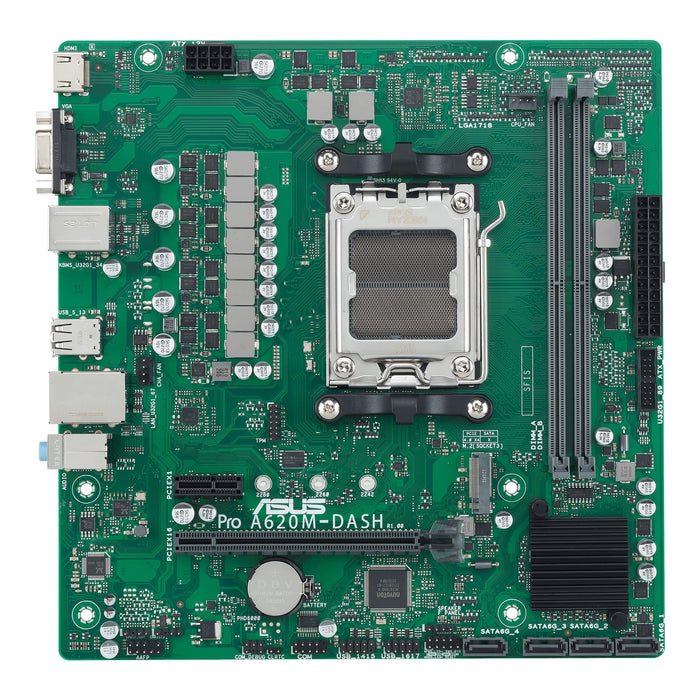ASUS PRO A620M-DASH-CSM Business-Mainboard Sockel AMD AM5 (Micro-ATX, PCIe 4.0, 4X SATA 6Gbit/s, DDR5, Q-LED Core, COM-Debug Header
