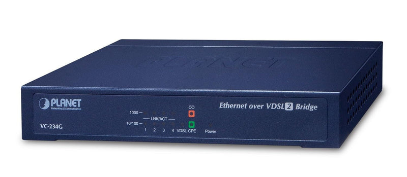Planet 4-Port 10/100/1000T Ethernet to VDSL2 Bridge - 30a profile, VC-234G (to VDSL2 Bridge - 30a profile w/G.vectoring, RJ11)