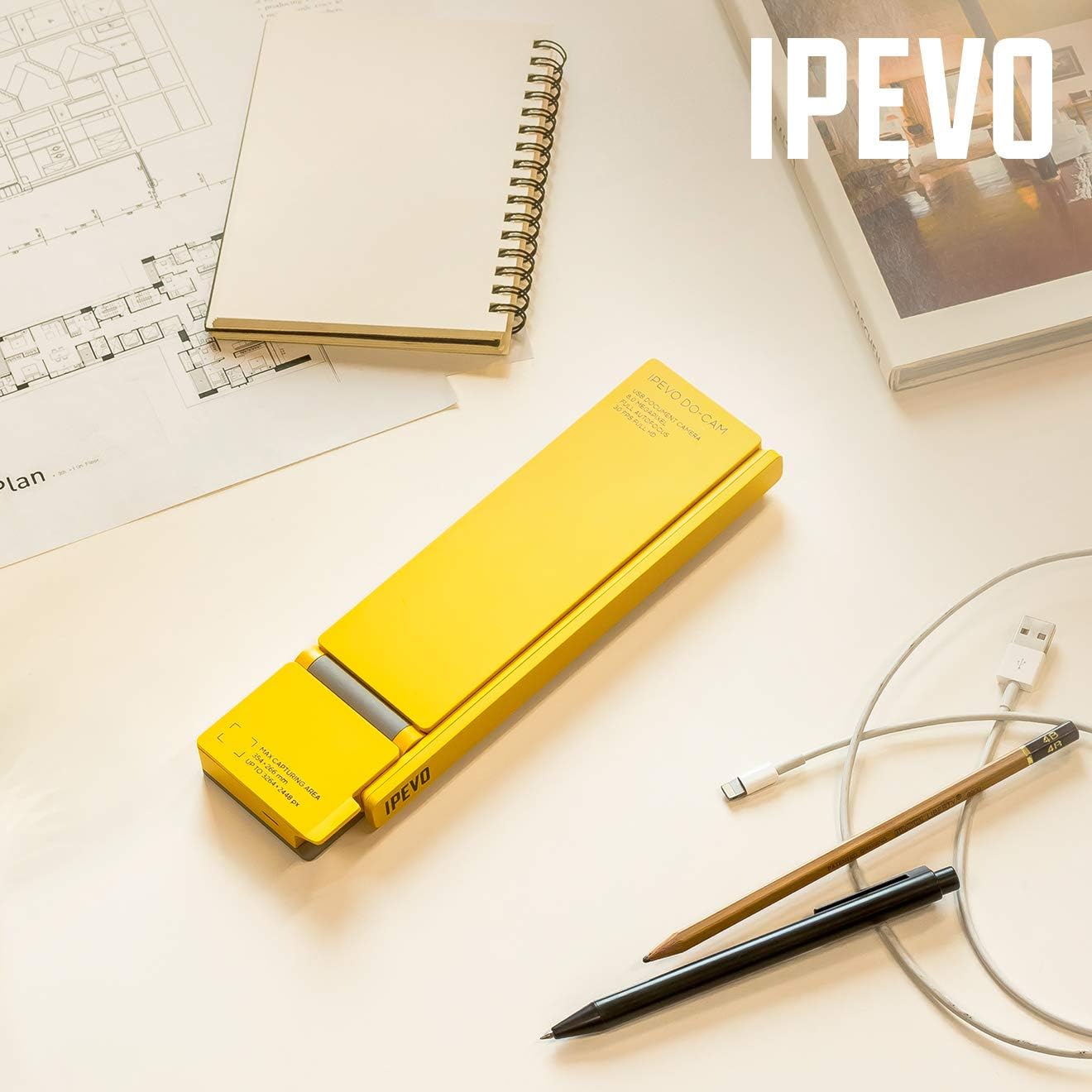 Ipevo DO-CAM Creator's Edition Portable & Compact Ultra HD 8MP USB Camera for Professional Visual Presentations and Communication — Webcam for Conference Calls, Distance Learning, Remote Work.