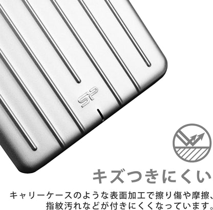 Silicon Power 2TB Rugged Portable Hard Drive, 100% Aluminium Slim Case ( 12 mm.), LED Indicator, Shockproof up to 1.22m, Type C to USB 3.1 2 Tb