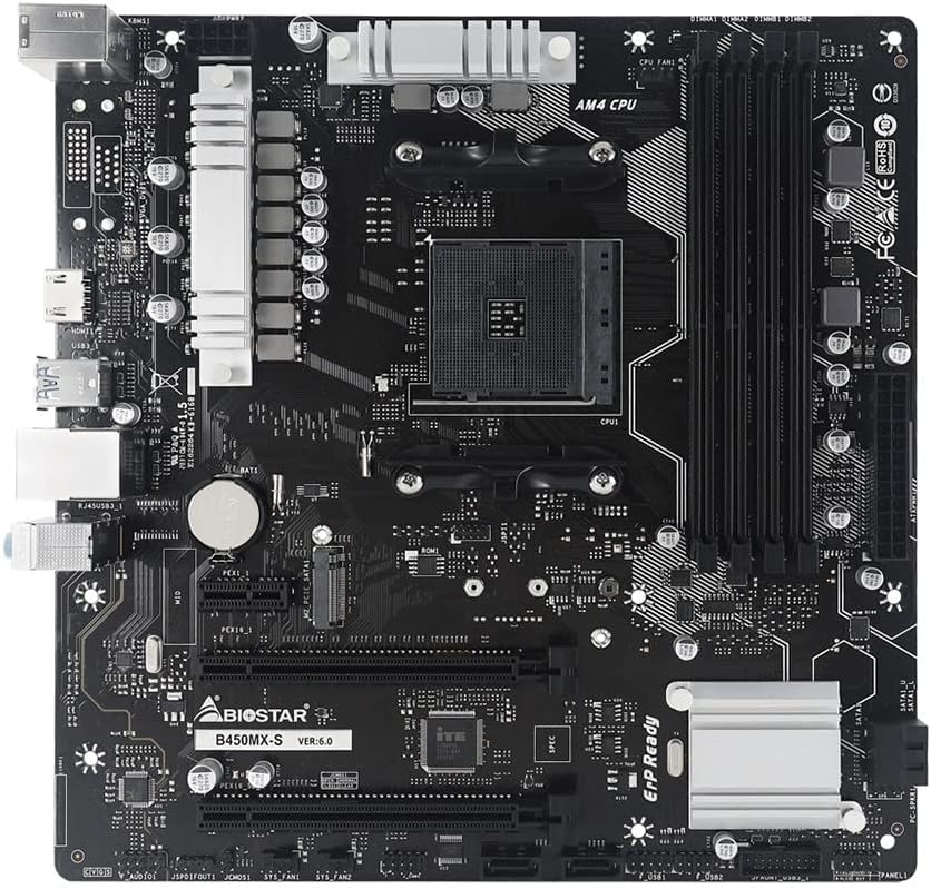 Biostar B450MX-S carte mère AMD B450 Emplacement AM4 micro ATX