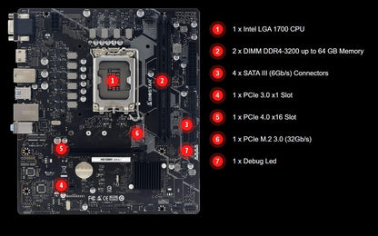 Biostar Intel LGA 1700 Micro ATX Motherboard H610MH Black