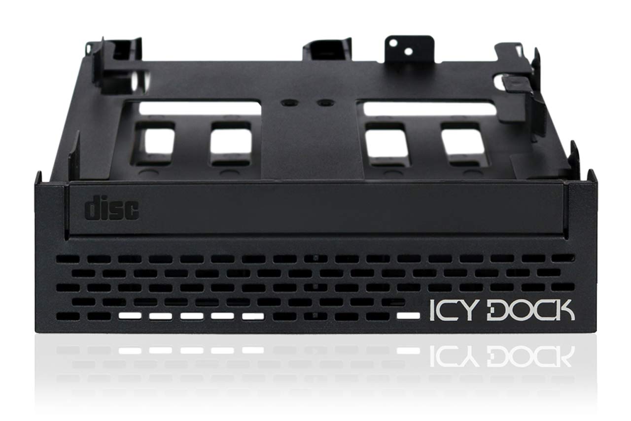ICY DOCK Tool-Less 4X 2.5” SSD/HDD & Slim/Ultra-Slim ODD Adapter Mounting Bracket for 5.25” Bay | Flex-FIT Quinto MB344SPO Black
