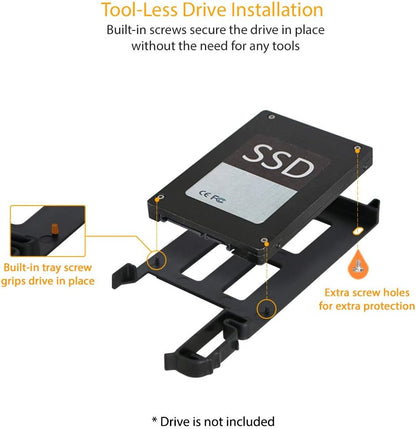 ICY DOCK Tool-Less 4X 2.5” SSD/HDD & Slim/Ultra-Slim ODD Adapter Mounting Bracket for 5.25” Bay | Flex-FIT Quinto MB344SPO Black