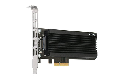 ICY DOCK EZConvert EX Pro MB987M2P-1B takes an M.2 NVMe PCIe SSD up to 110 mm in length in a PCIe 4.0 x4 slot - including slot bracket and heatsink, black