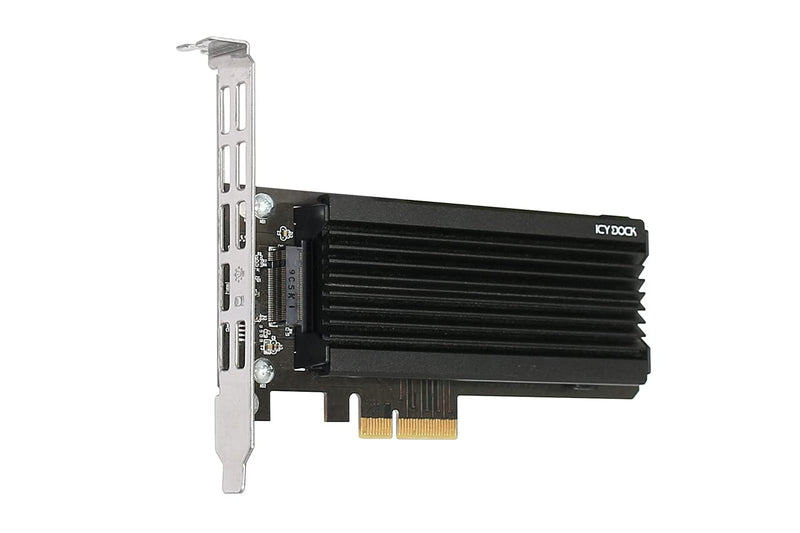 ICY DOCK EZConvert EX Pro MB987M2P-1B takes an M.2 NVMe PCIe SSD up to 110 mm in length in a PCIe 4.0 x4 slot - including slot bracket and heatsink, black